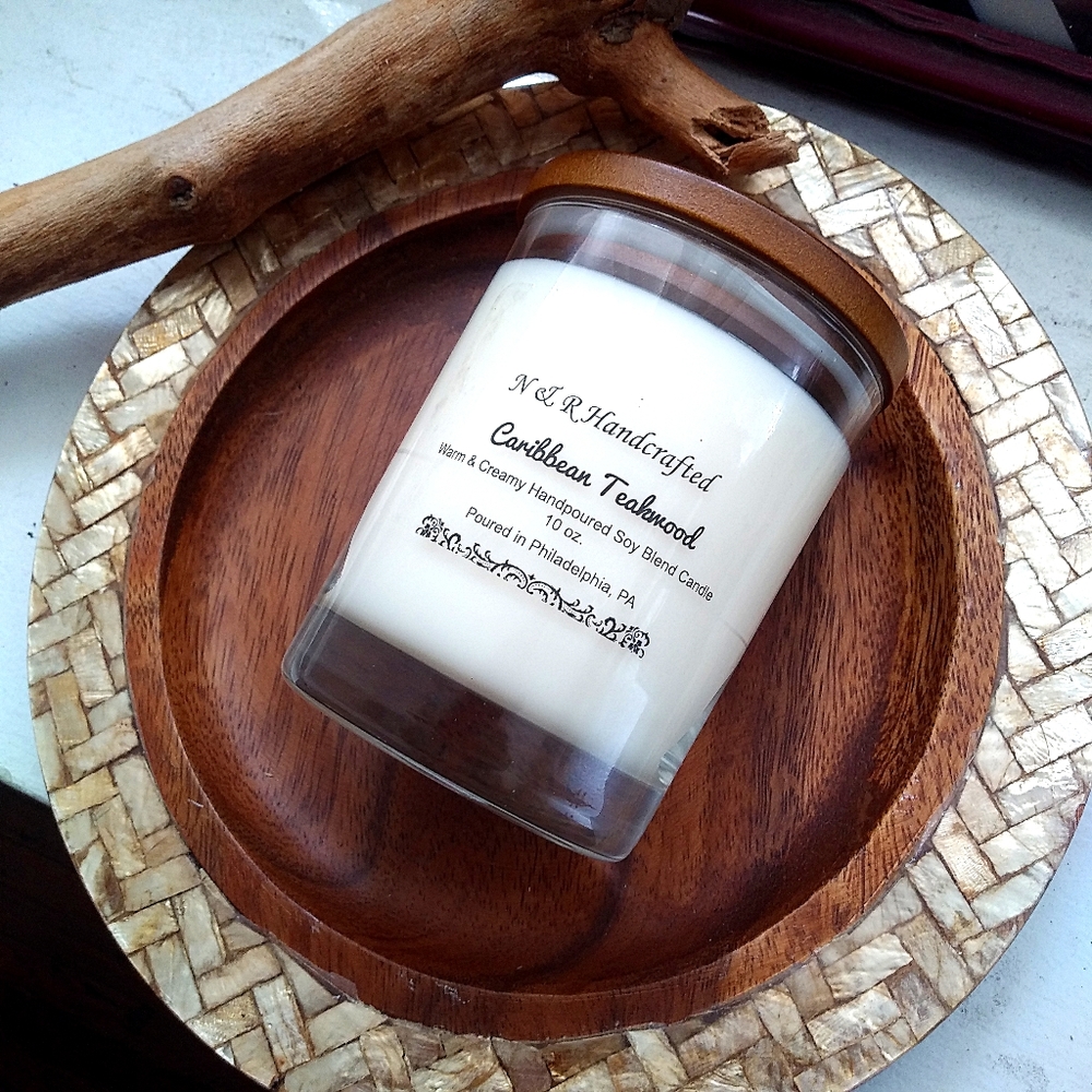Caribbean Teakwood Soy Blend Candle 10 oz